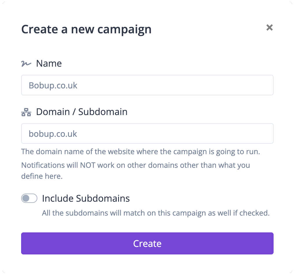 Bobup - create a campaign